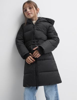 Reiss Girls Longline Quilted Hooded Coat (4-12 Yrs) - 7-8 Y - Black, Black