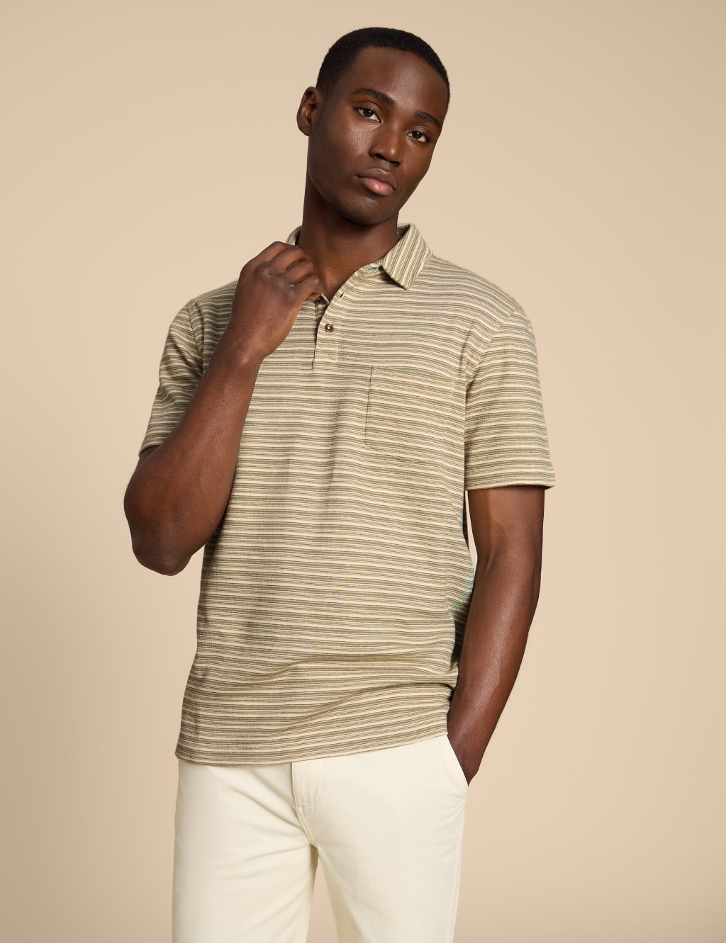 Pure Cotton Striped Polo Shirt