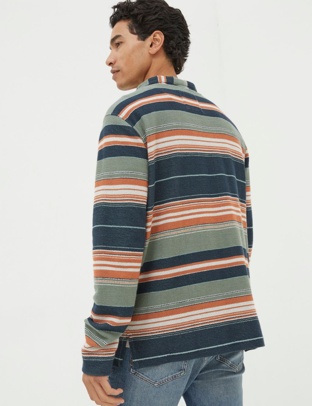 Pure Cotton Striped Half Zip Sweatshirt image 4