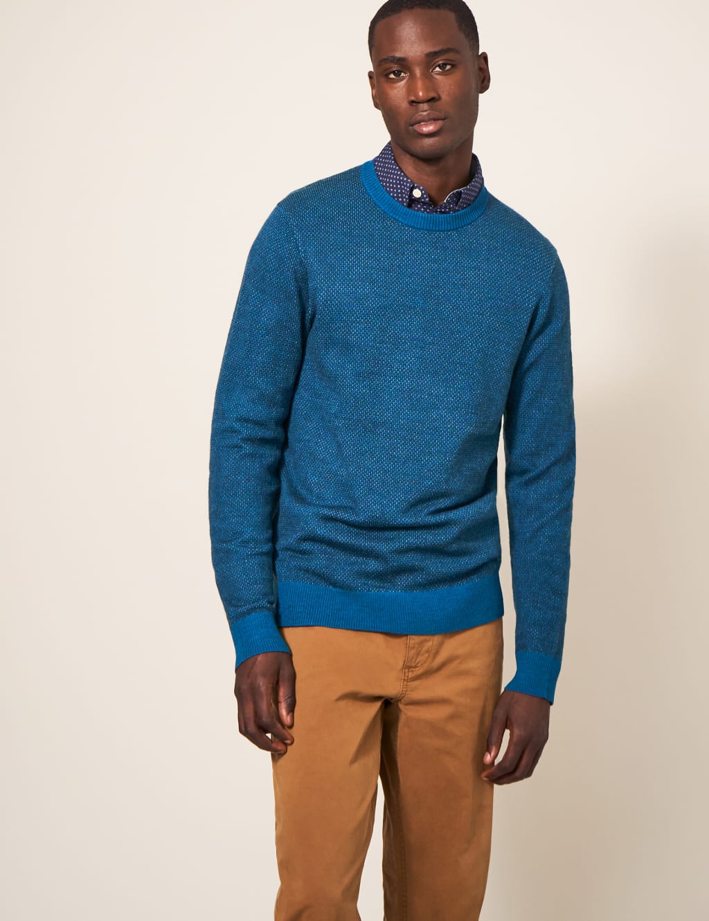 Pure Merino Wool Textured Crew Neck Jumper image 1