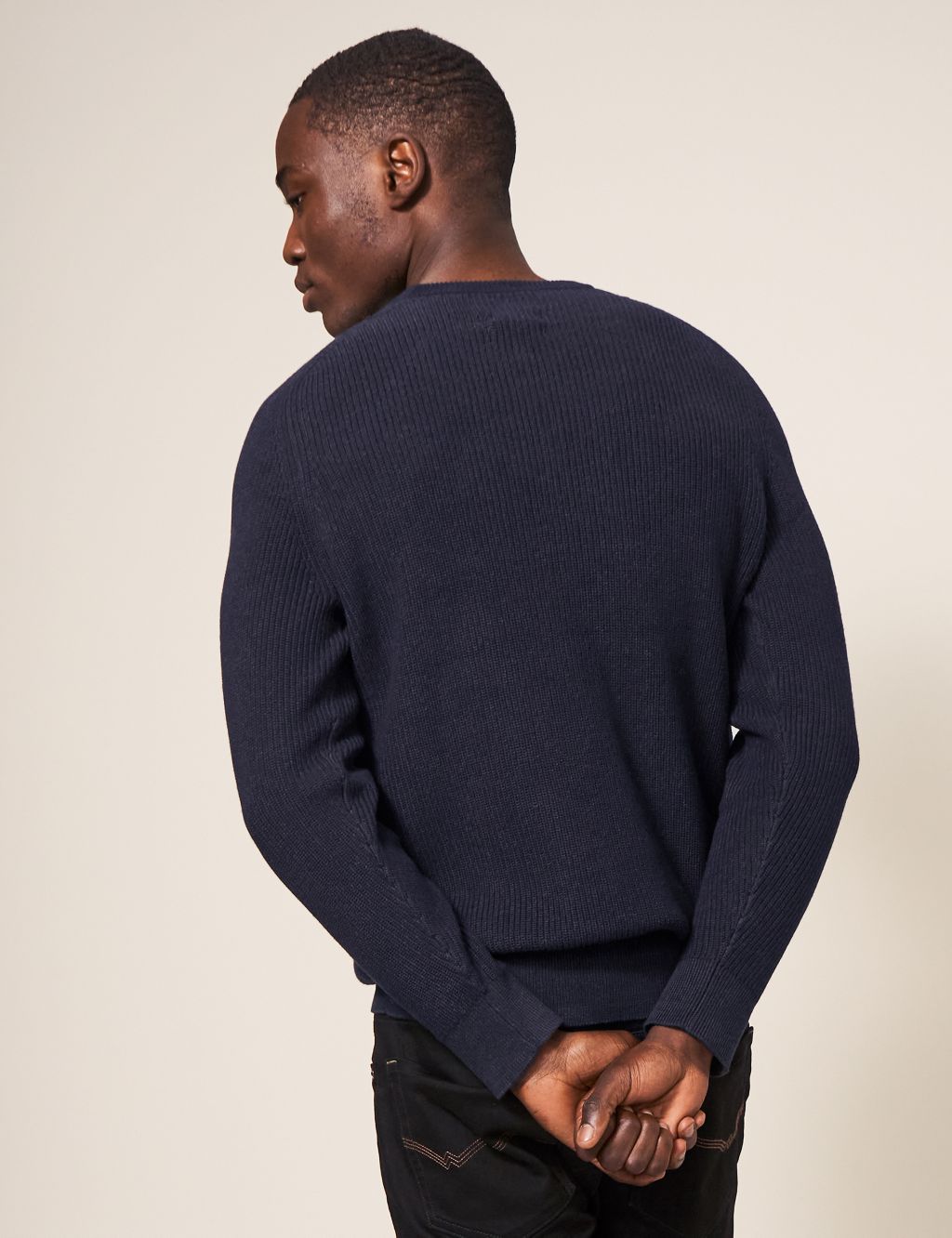 Pure Cotton Ribbed Crew Neck Jumper image 3