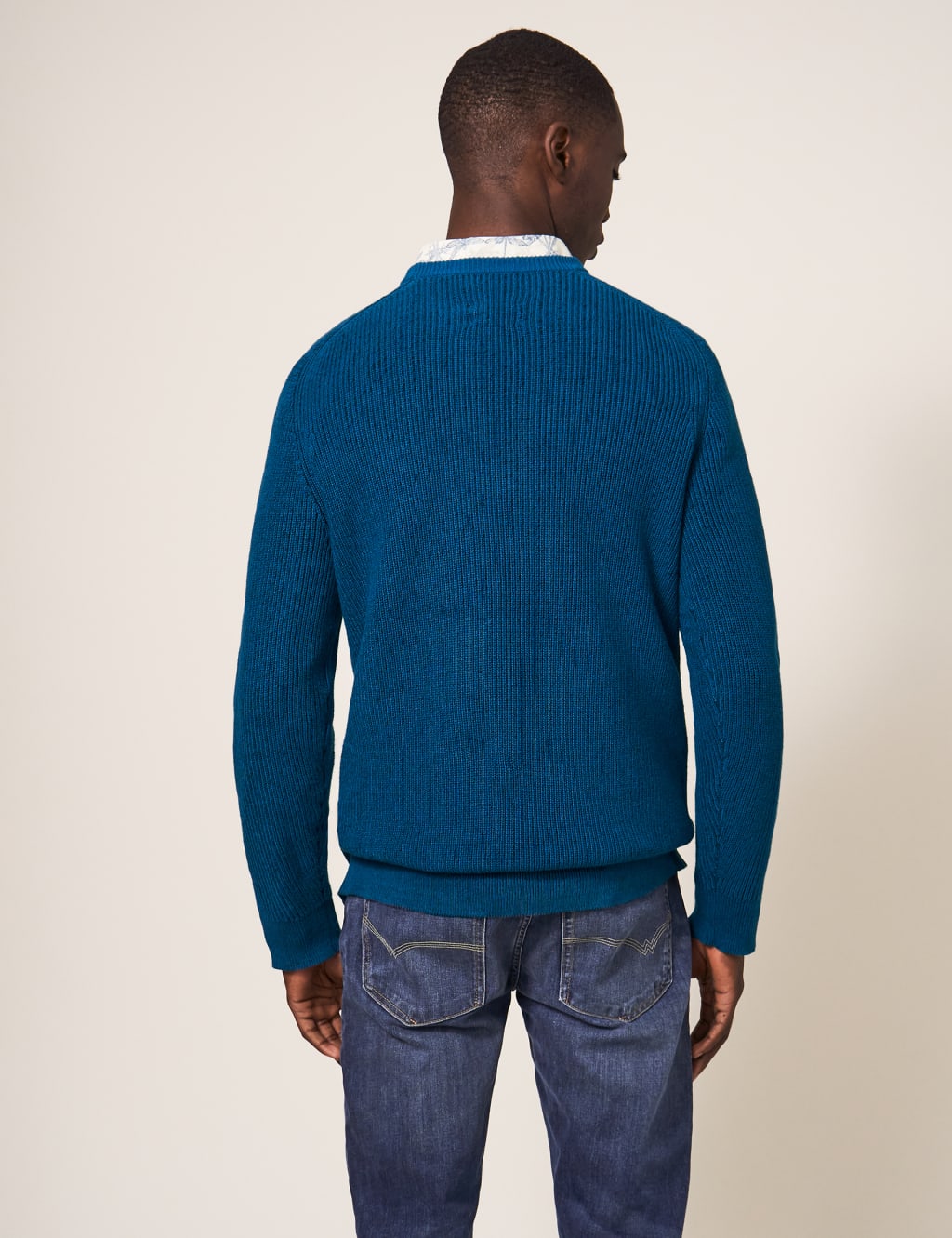 Pure Cotton Ribbed Crew Neck Jumper image 2