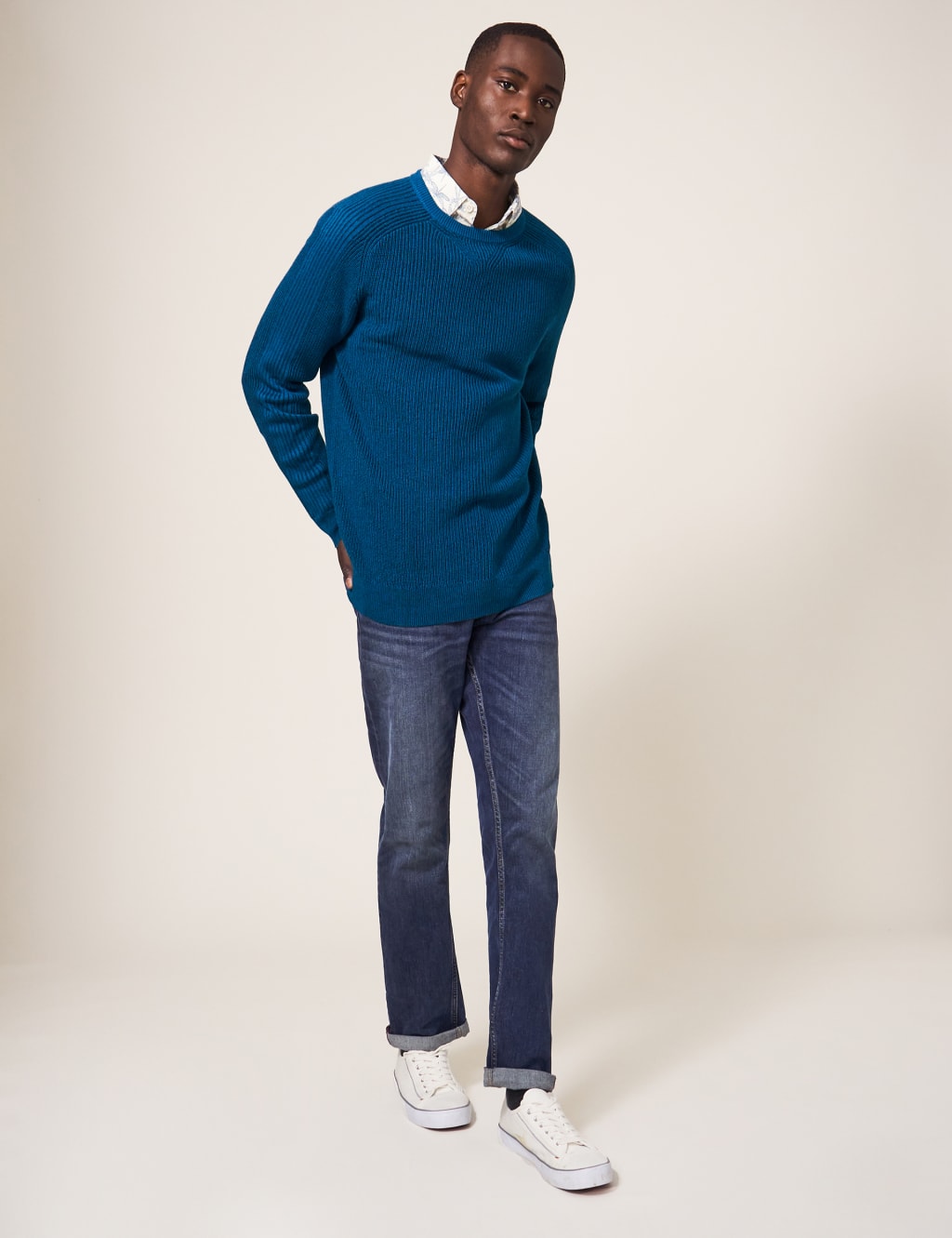 Pure Cotton Ribbed Crew Neck Jumper image 3