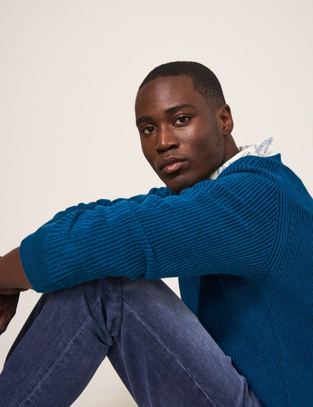 Pure Cotton Ribbed Crew Neck Jumper image 4