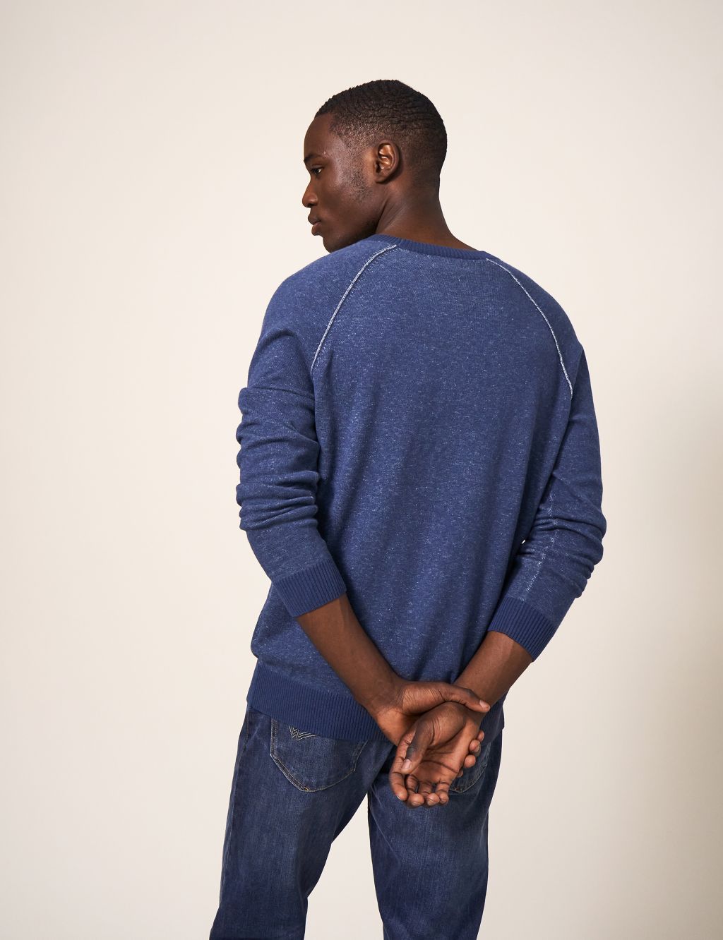 Cotton Rich Crew Neck Jumper with Wool image 3
