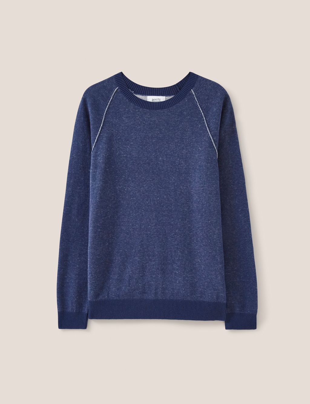 Cotton Rich Crew Neck Jumper with Wool image 2