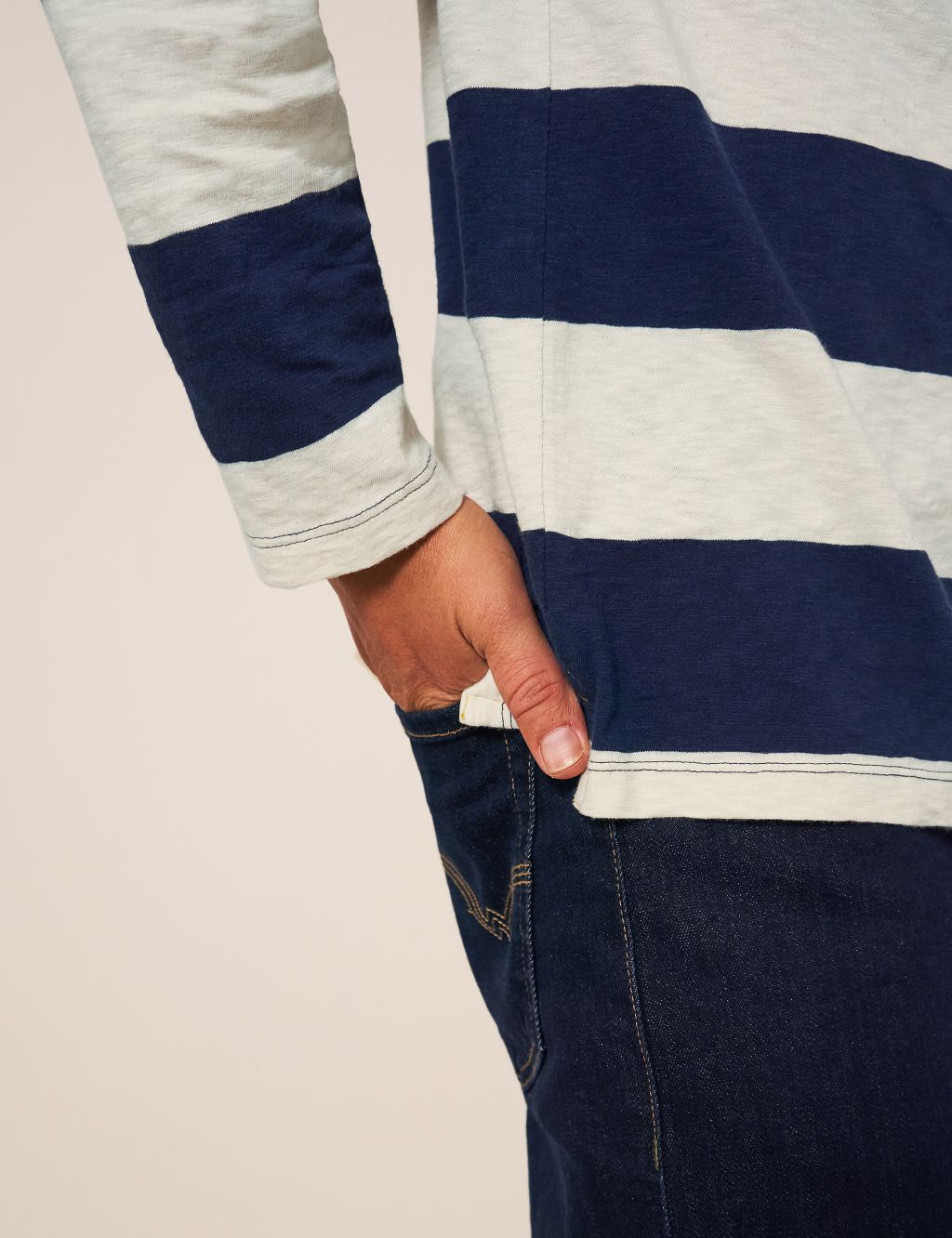 Pure Cotton Striped Long Sleeve Polo Shirt image 5