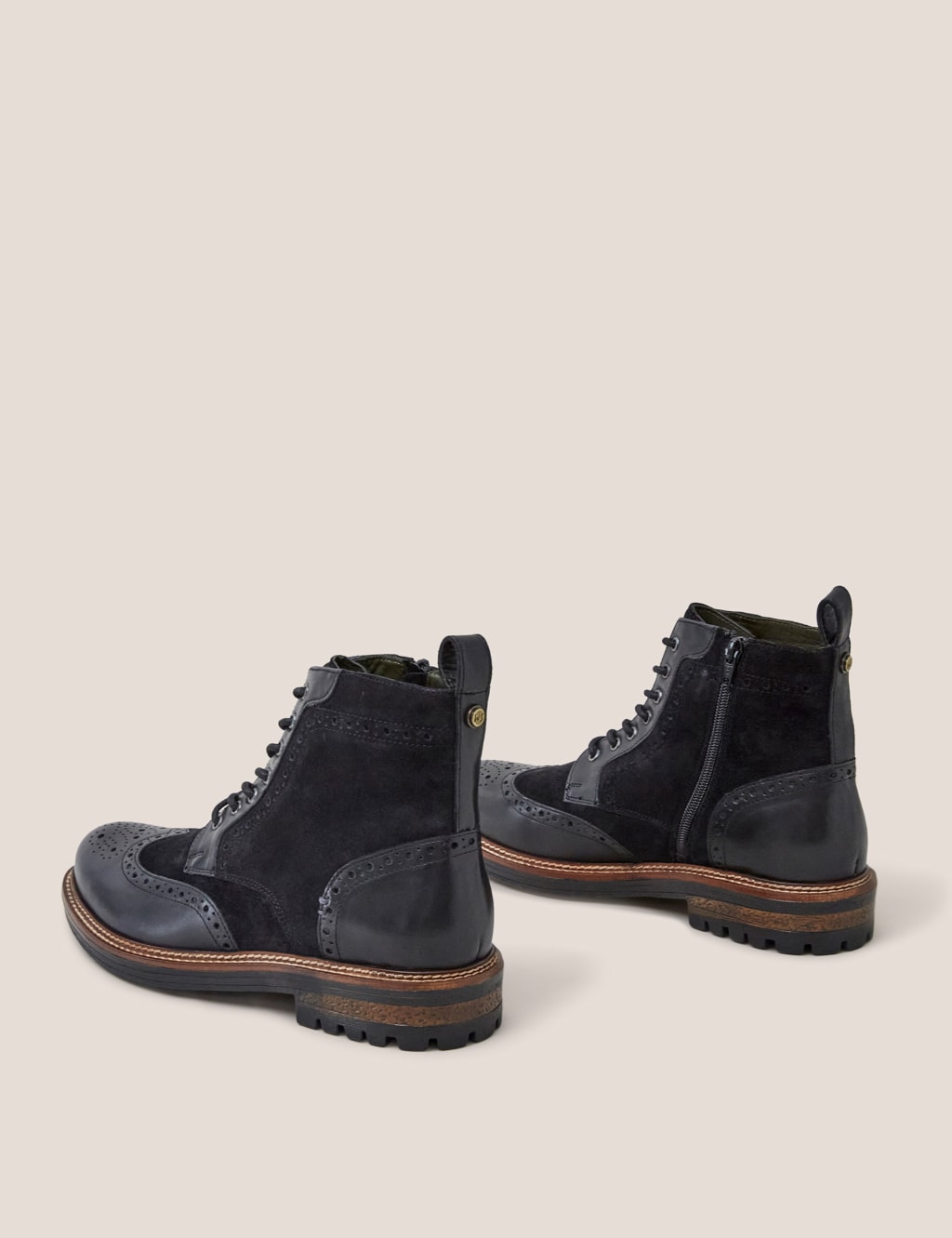 Leather Side Zip Brogue Boots image 3