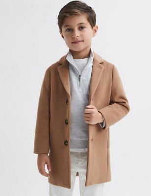Reiss Boy's Wool Rich Longline Jacket (3-14 Yrs) - 4-5 Y - Tan, Tan