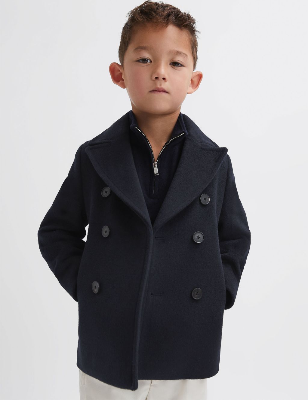 Wool Blend Double Breasted Jacket (4-14 Yrs) image 1