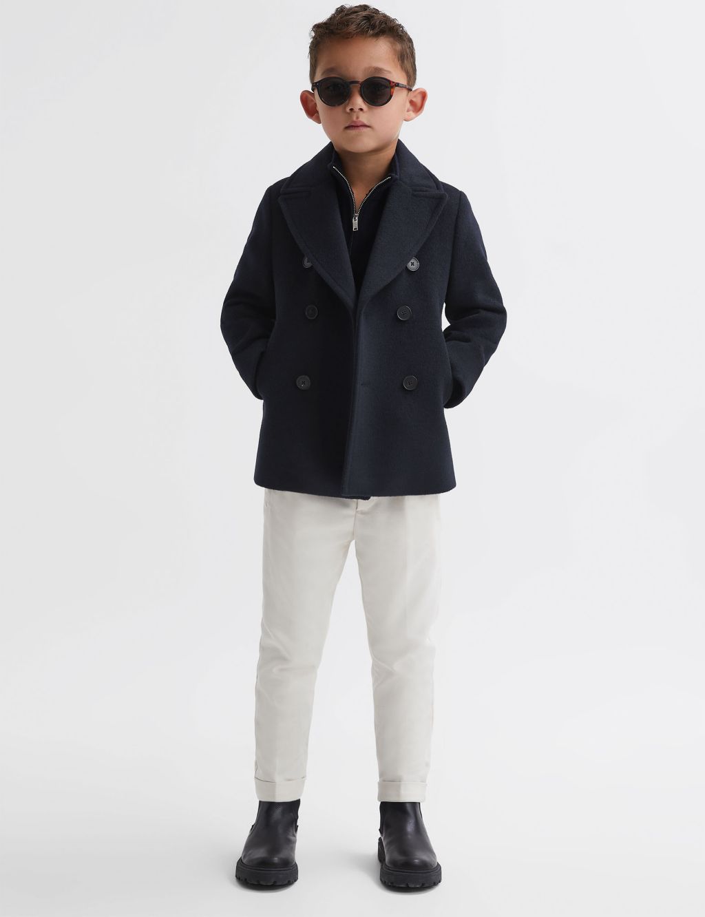 Wool Blend Double Breasted Jacket (4-14 Yrs) image 3