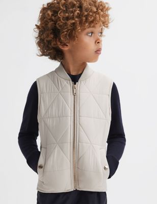 Reiss Boys Knitted Quilted Gilet (3-14 Yrs) - 9-10Y - Stone, Stone