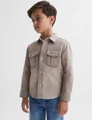 Reiss Boy's Pure Cotton Shacket (3-14 Yrs) - 8-9 Y - Natural, Natural