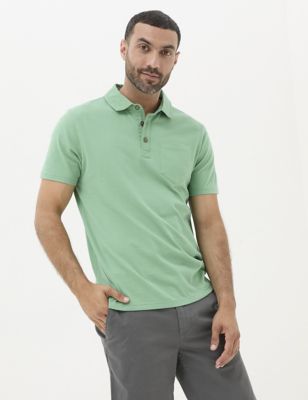 Fatface Mens Pure Cotton Polo Shirt - XSREG - Green, Green