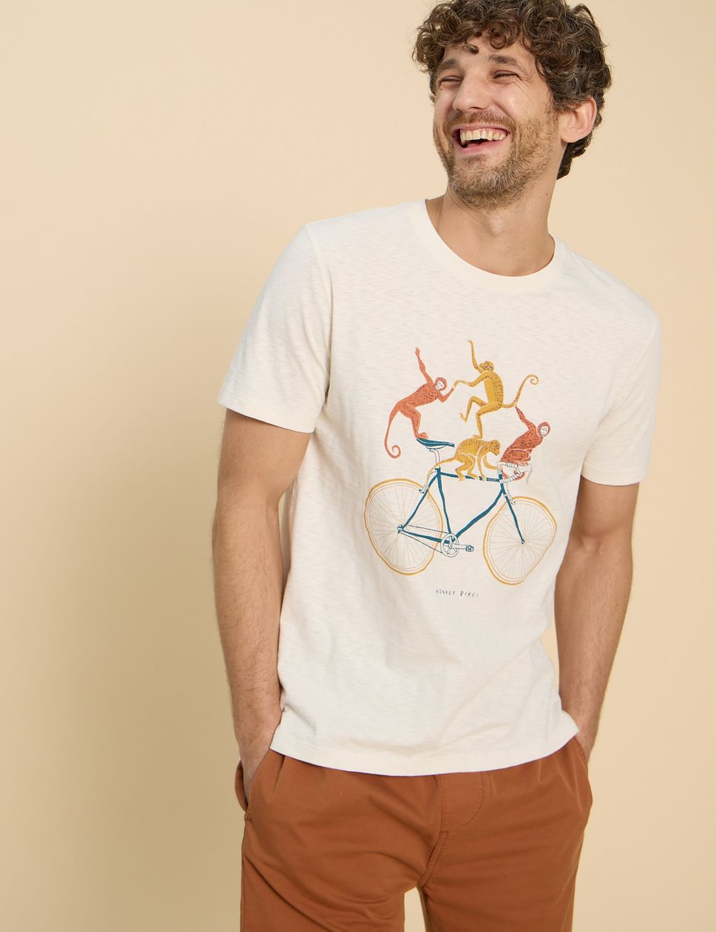 Pure Cotton Monkeys On Bike Graphic T-Shirt