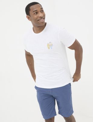 Fatface Men's Pure Cotton Sundae Best T-Shirt - SREG - White Mix, White Mix