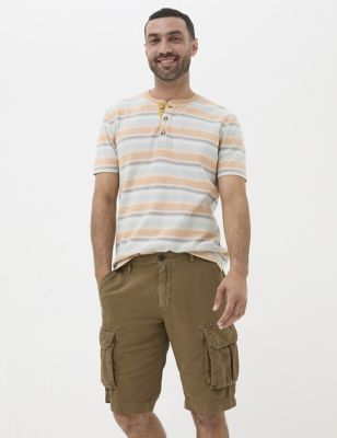 Fatface Men's Linen Blend Cargo Shorts - 30 - Brown, Brown