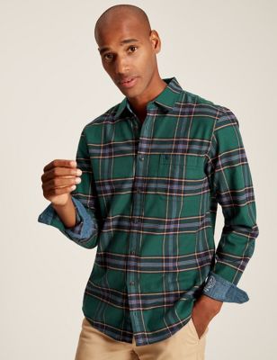 Joules Mens Brushed Cotton Check Oxford Shirt - Green Mix, Green Mix