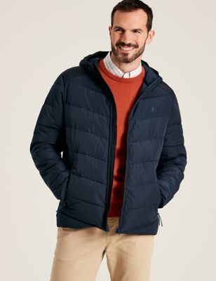 Joules Mens Pure Cotton Padded Hooded Puffer Jacket - XXL - Navy, Navy