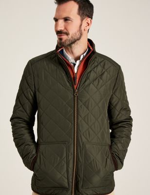 Joules Men's Pure Cotton Quilted Jacket - S - Green, Green,Navy