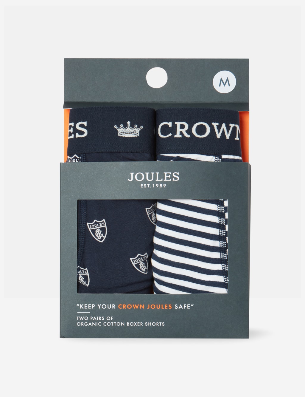 2pk Cotton Rich Crown Joules Slogan Boxers