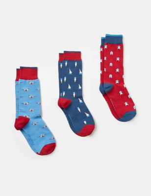 Joules Mens 3pk Cotton Rich Socks - Multi, Multi