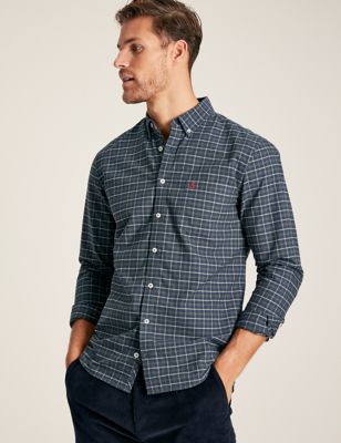 Joules Mens Pure Cotton Check Oxford Shirt - Navy Mix, Navy Mix