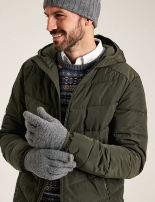 Joules Mens Knitted Gloves - S-M - Grey, Grey