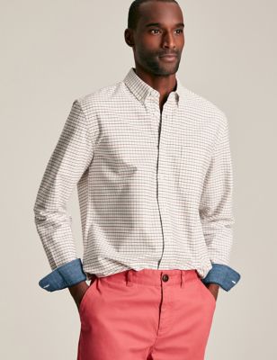 Joules Mens Pure Cotton Check Shirt - M - Red Mix, Red Mix