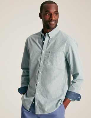 Joules Mens Pure Cotton Gingham Check Shirt - Green Mix, Green Mix,Red Mix