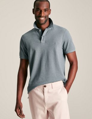 Joules Mens Pure Cotton Pique Polo Shirt - Grey, Grey,Blue
