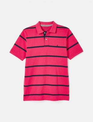 Joules Men's Pure Cotton Striped Polo Shirt - M - Pink Mix, Pink Mix