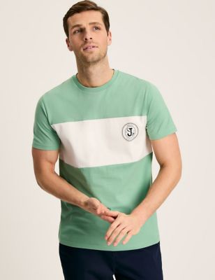 Joules Men's Pure Cotton Colour Block T-Shirt - M - Green Mix, Green Mix
