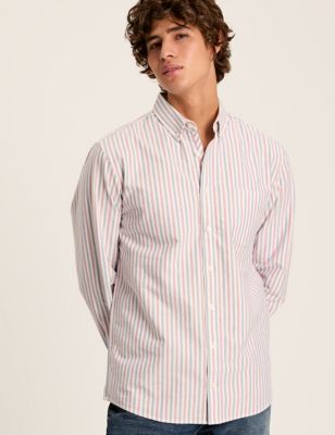 Joules Men's Pure Cotton Striped Oxford Shirt - Red Mix, Red Mix
