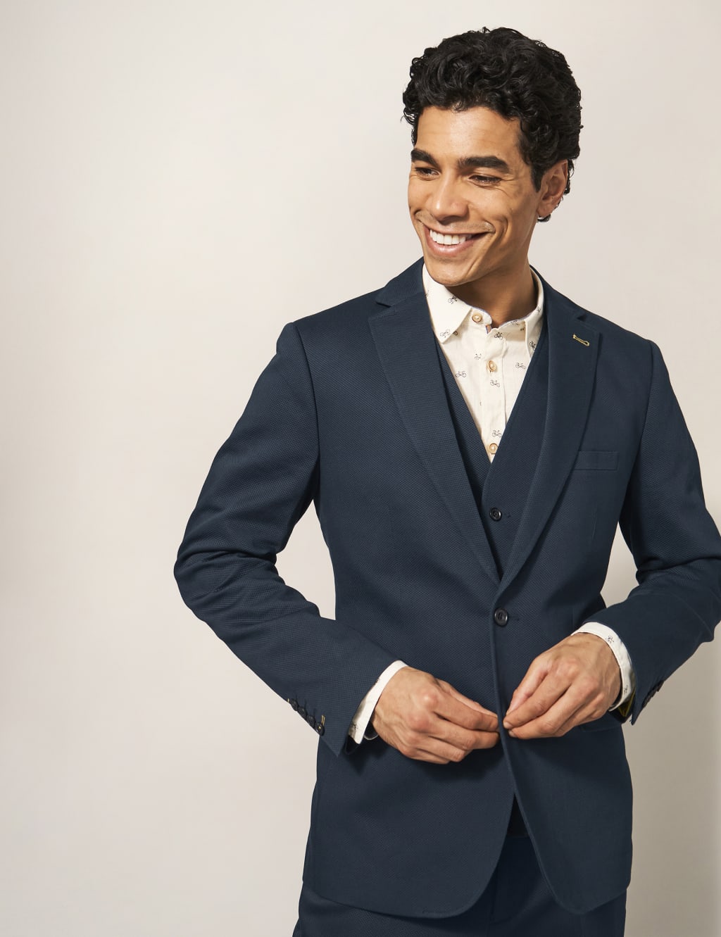 Regular Fit Pure Cotton Textured Blazer image 1