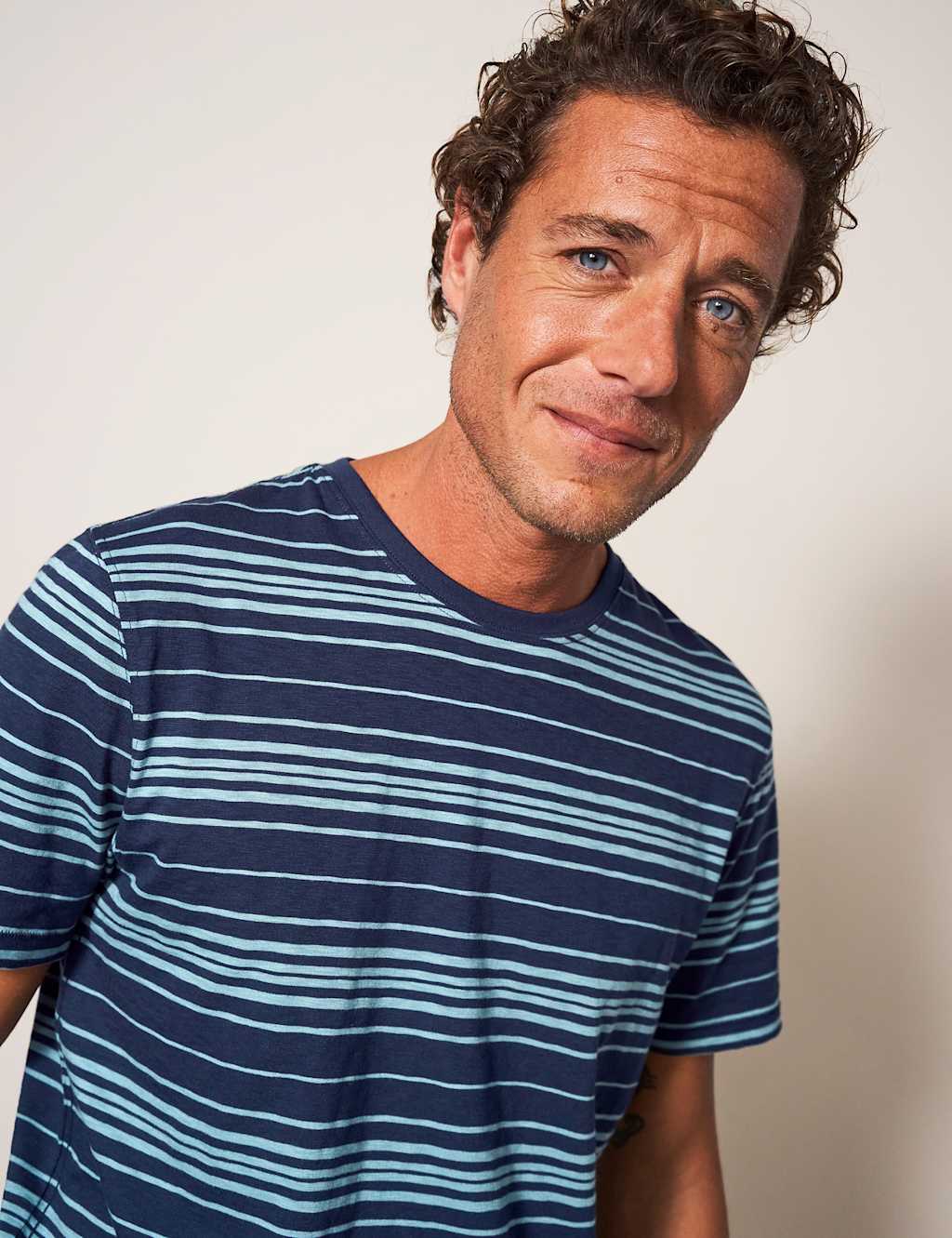 Pure Cotton Striped Crew Neck T-Shirt image 2