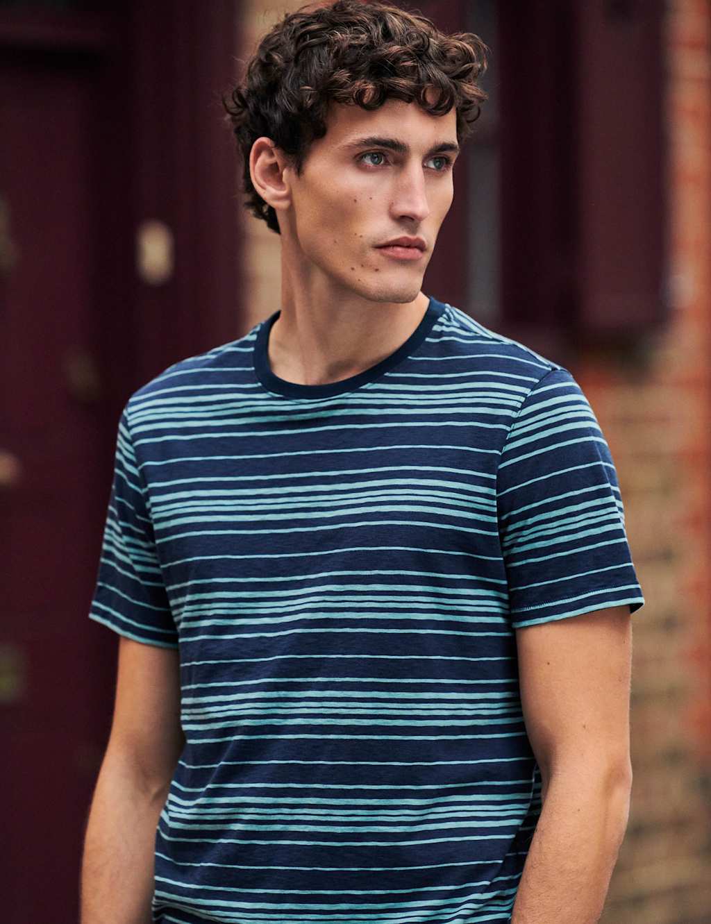 Pure Cotton Striped Crew Neck T-Shirt image 5