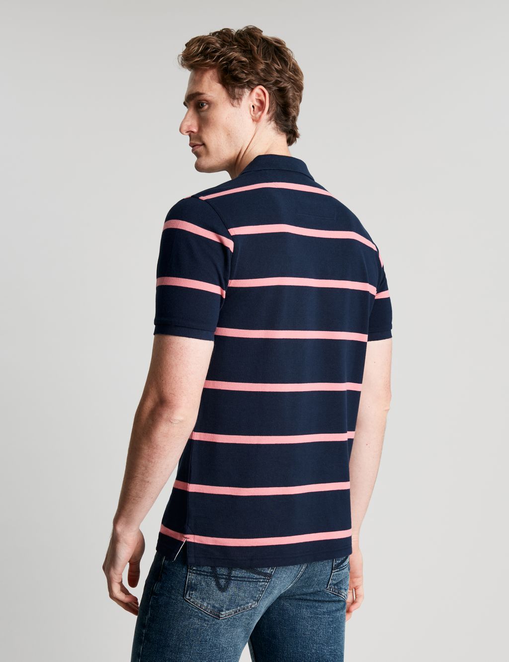 Pure Cotton Pique Striped Polo Shirt image 4
