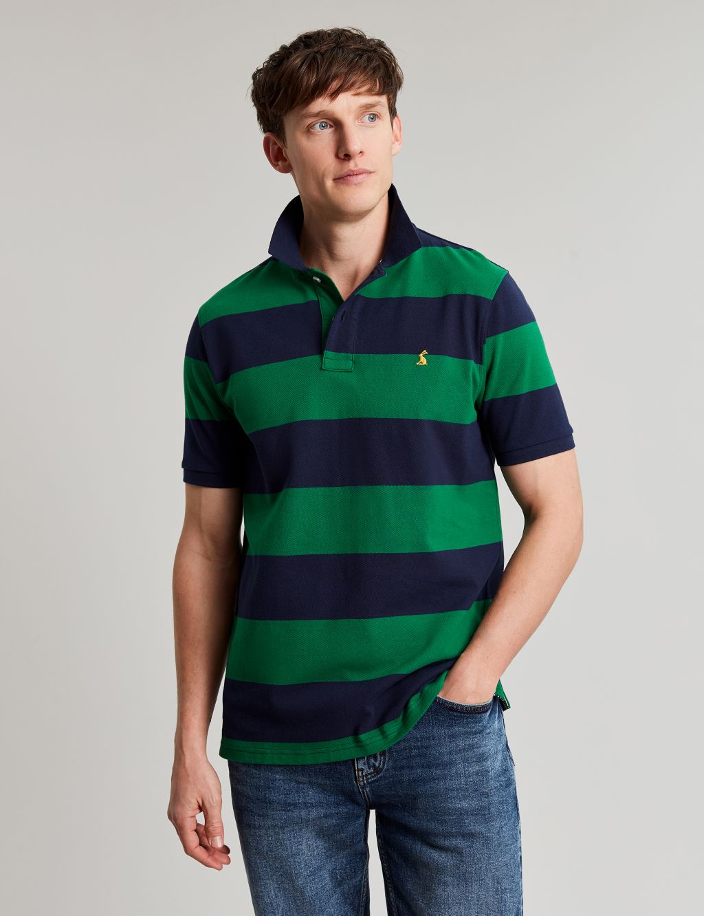 Pure Cotton Pique Striped Polo Shirt image 1