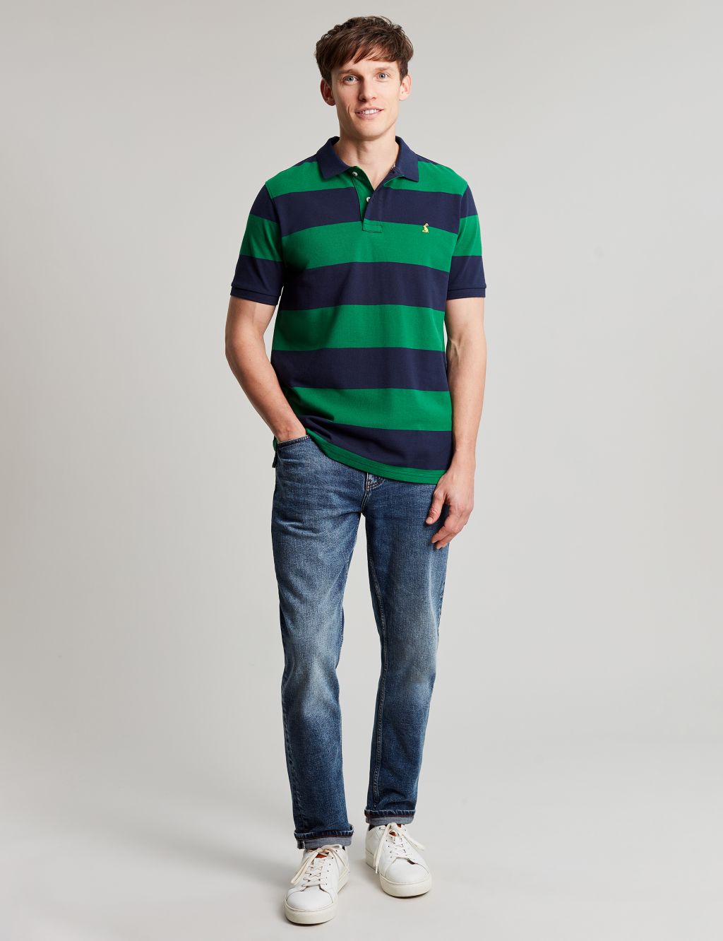 Pure Cotton Pique Striped Polo Shirt image 2