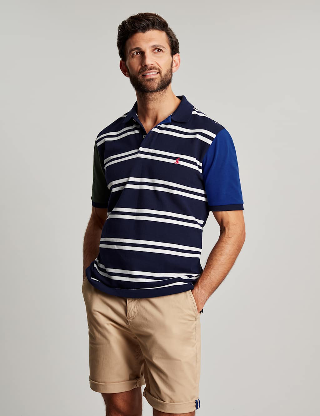 Pure Cotton Striped Colour Block Polo Shirt image 2