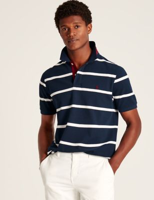Joules Men's Pure Cotton Pique Striped Polo Shirt - Navy Mix, Navy Mix