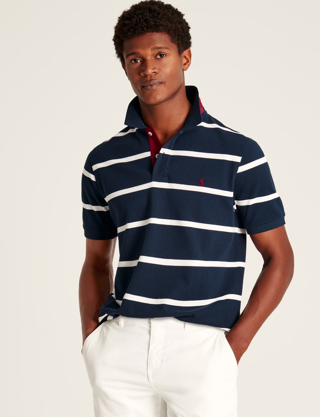 Pure Cotton Pique Striped Polo Shirt