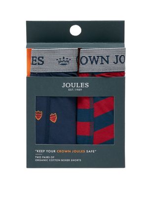 Joules Men's 2pk Cotton Rich Crest & Striped Boxers - XXL - Navy Mix, Navy Mix