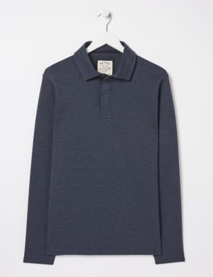 Cotton Rich Textured Long Sleeve Polo Shirt | FatFace | M&S