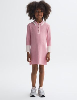 Reiss Girls Knitted Polo Dress (4-14 Yrs) - 13-14 - Pink, Pink