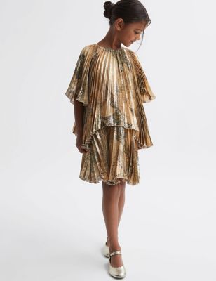 Reiss Girls Printed Dress (4-14 Yrs) - 6-7 Y - Gold, Gold