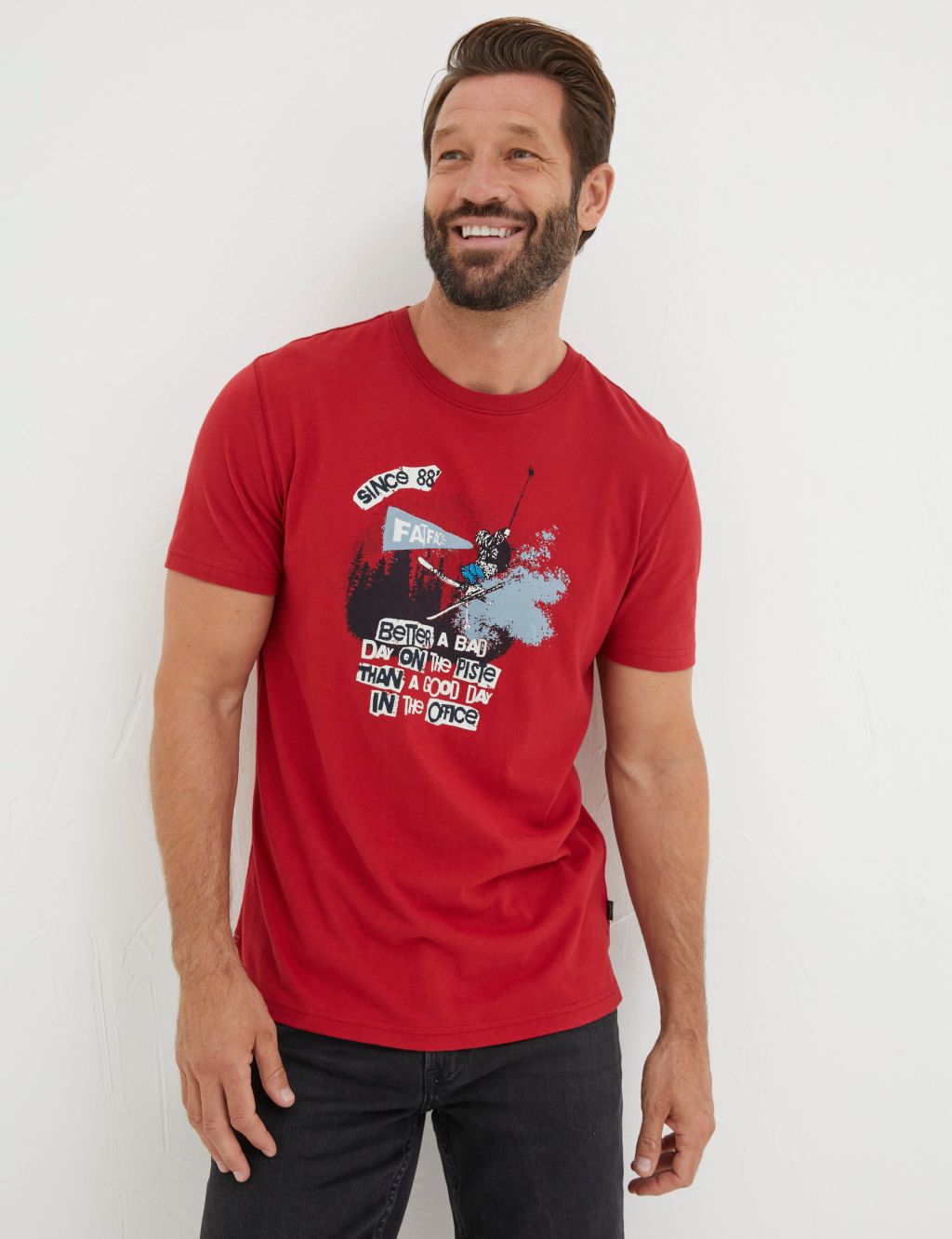 Pure Cotton Ski Graphic T-Shirt