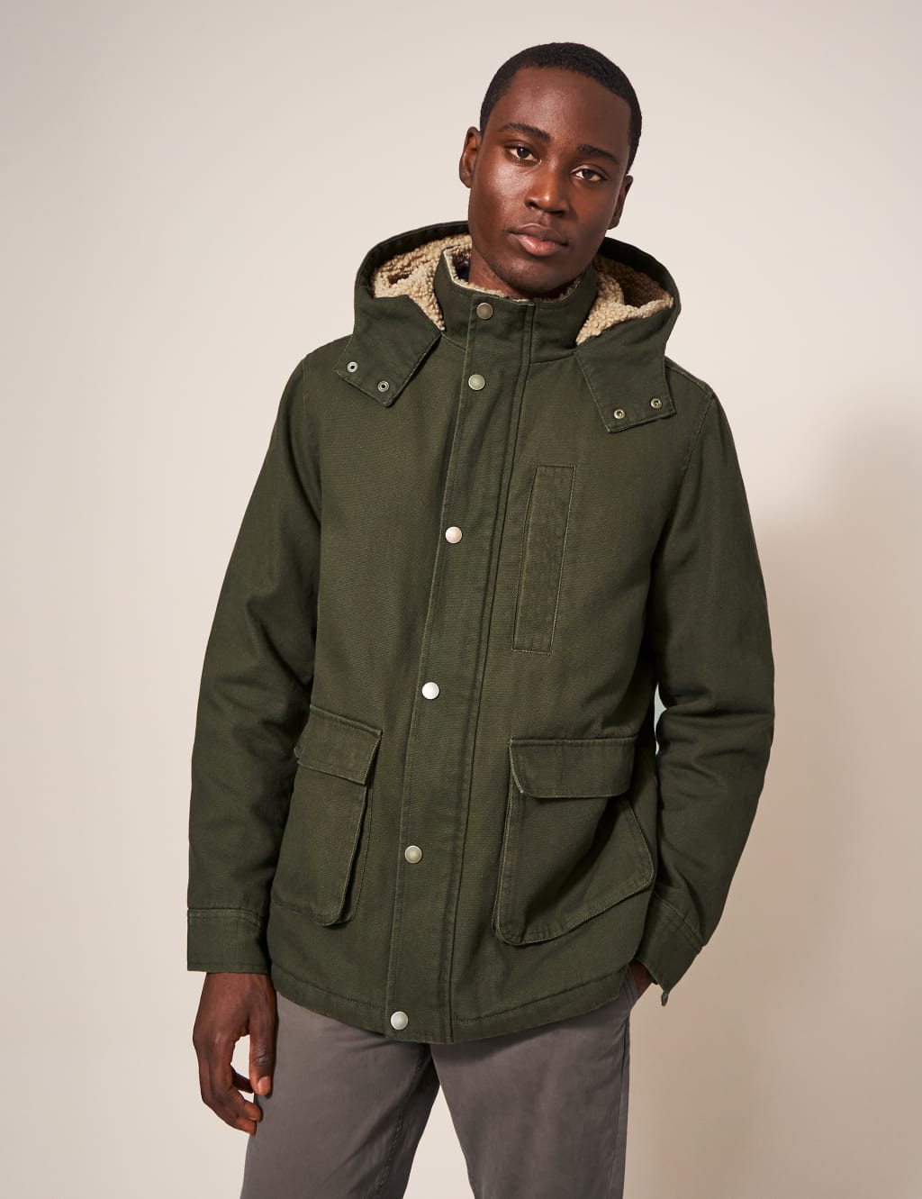 Borg Lined Hooded Padded Jacket image 1