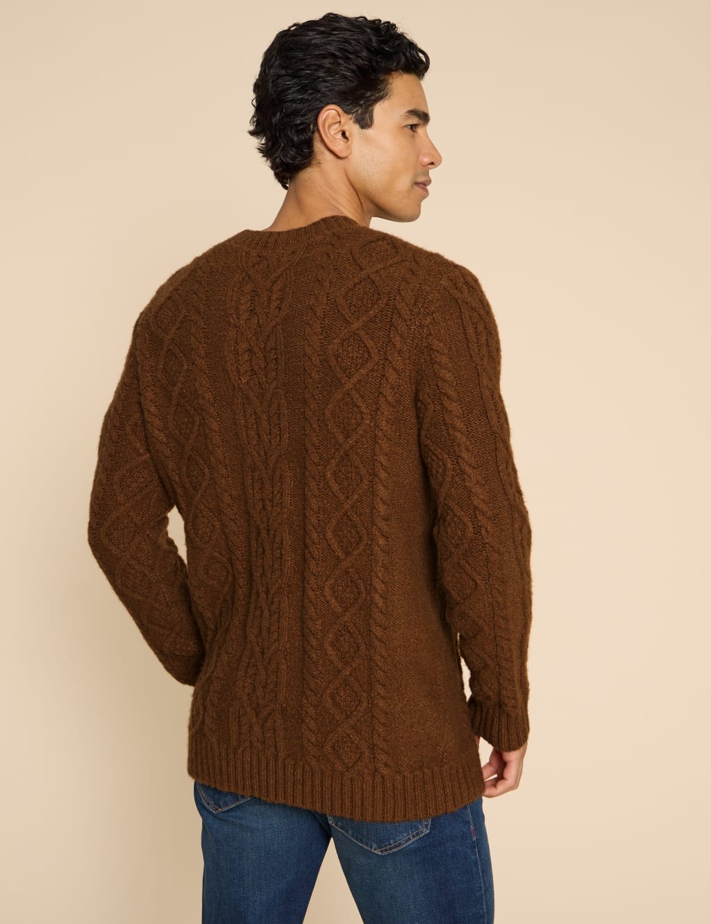 Cable Crew Neck Jumper with Merino Wool image 4